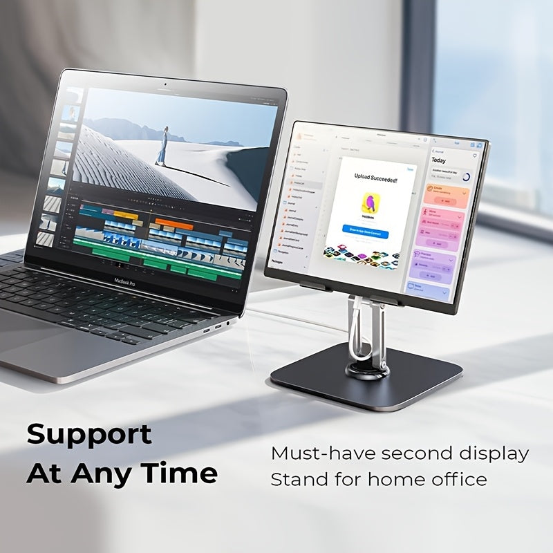 Heavy-Duty 20kg Stable Adjustable Tablet Stand with Rotating Base & Folding Design - Heavy-Duty Iron Construction, 360° Rotating Tablets, for iPad, Phone, Tablet, Laptop, Ergonomic Workspace, Sturdy Build, Office Workers