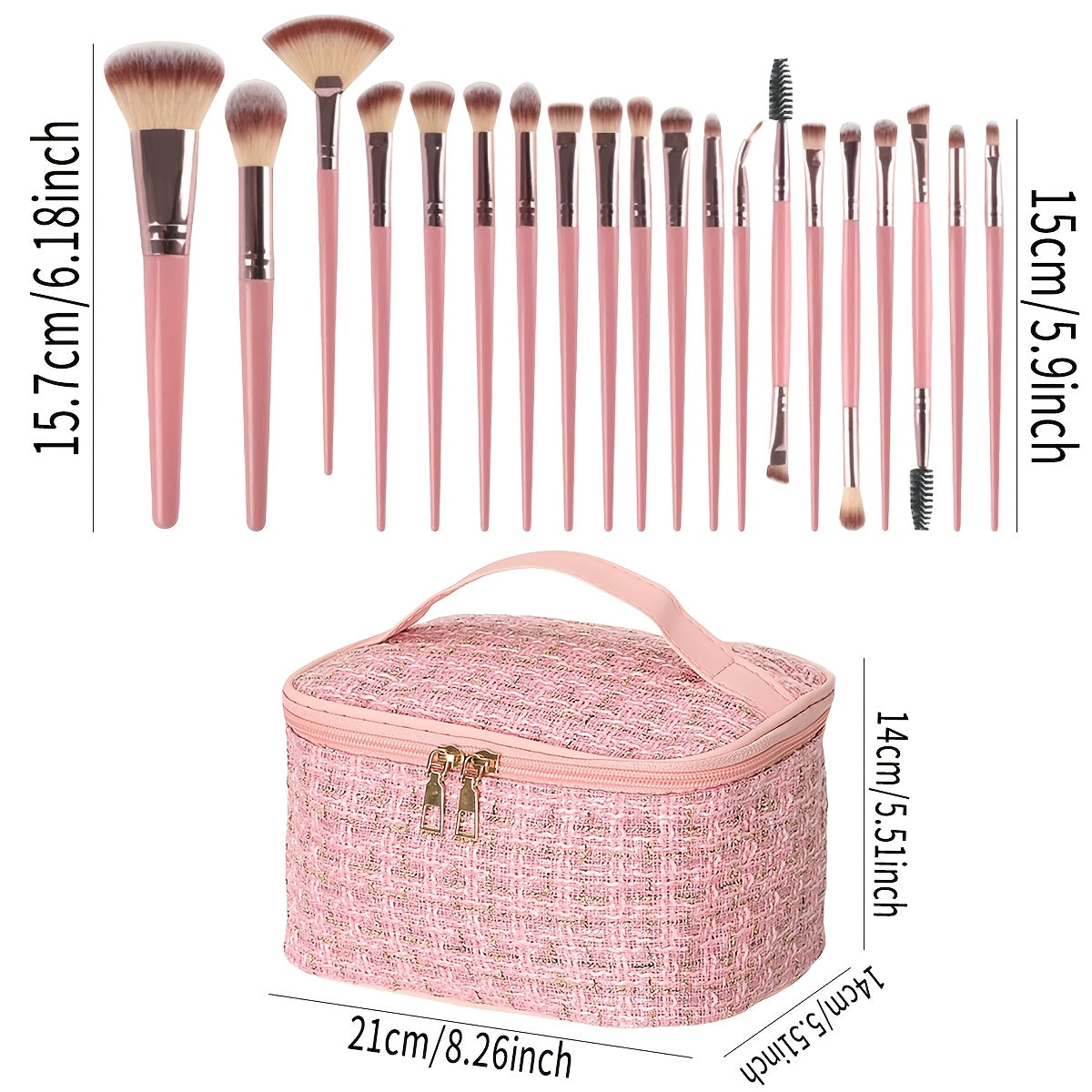 21-40PCS Set Popular Choice of pink makeup kit, the set includes a multi-size soft brush, a variety of makeup eggs, a portable large-capacity travel makeup bag, and a full set of pink Internet celebrity makeup brushes