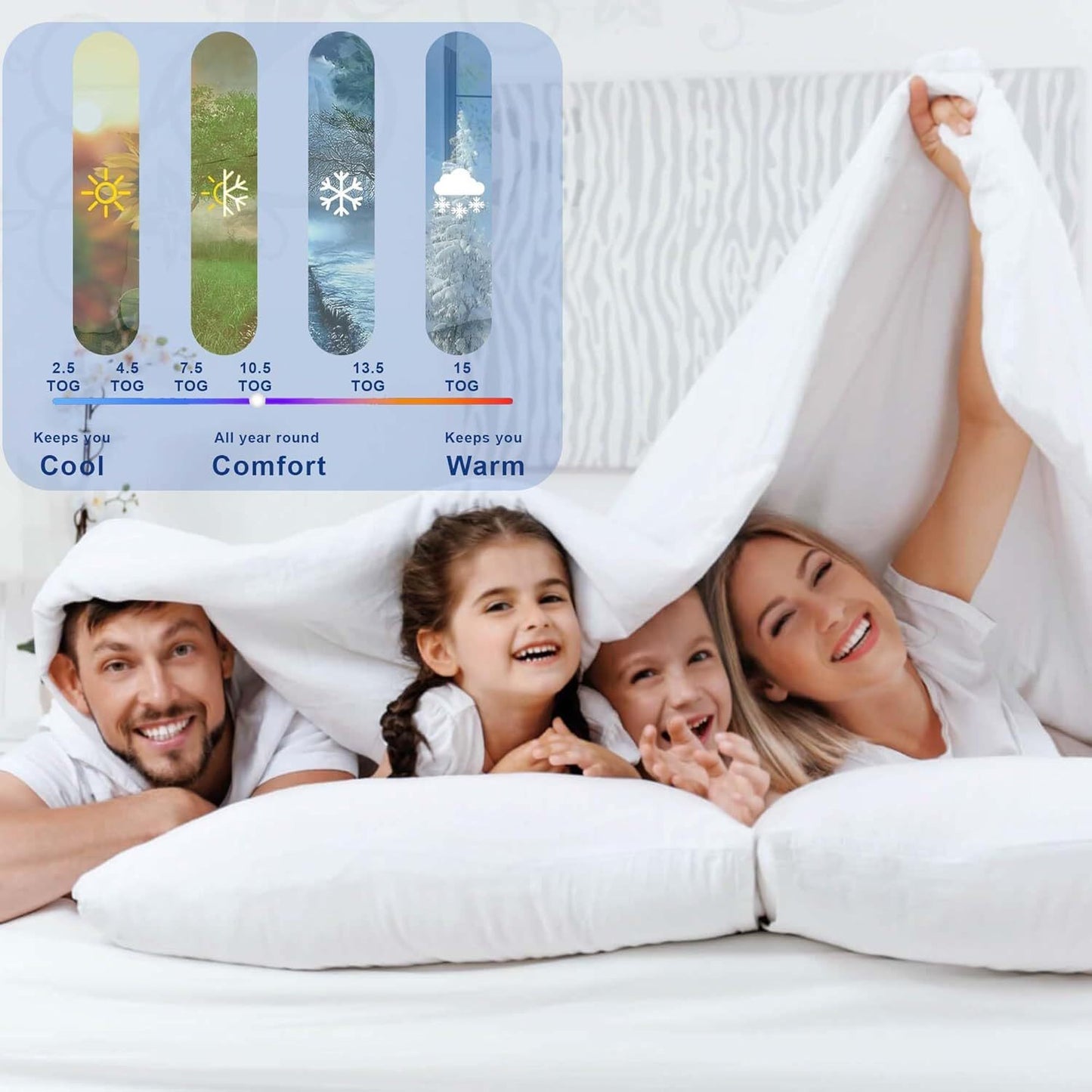 Luxury - Lightweight Duvet Quilt Five Star Hotel Top Quality 2.5 4.5 10.5 13.5 15 TOG Options All Season Duvets - Lightweight Bedding– Year-Round Comfort for Summer and Winter Nights – Elegant and Durable