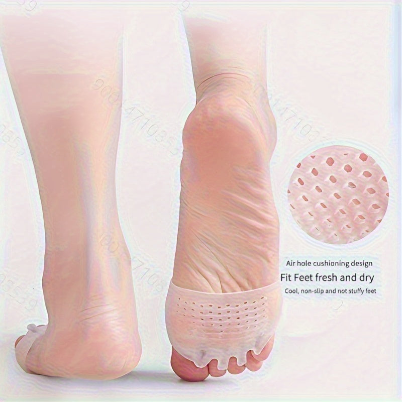 2 PCS Set 1 Pair Silicone Forefoot Pads; Five-Hole Honeycomb Design Forefoot Protection Pad; Five-Hole Toe Protective Cover with Fixing Function Health Care Accessories
