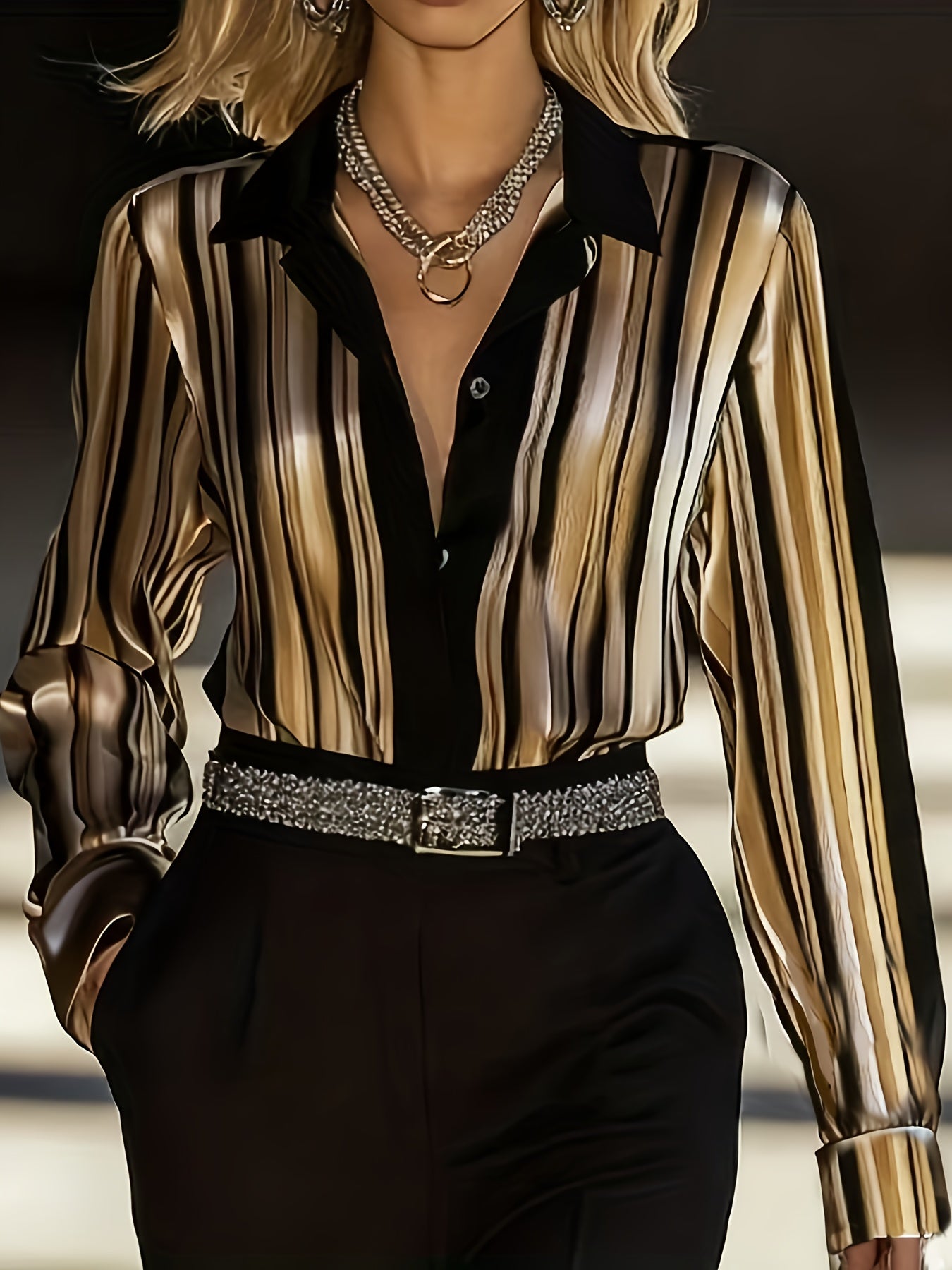 Fashion Women's Elegant Satin Autumn-Winter Shirt Top