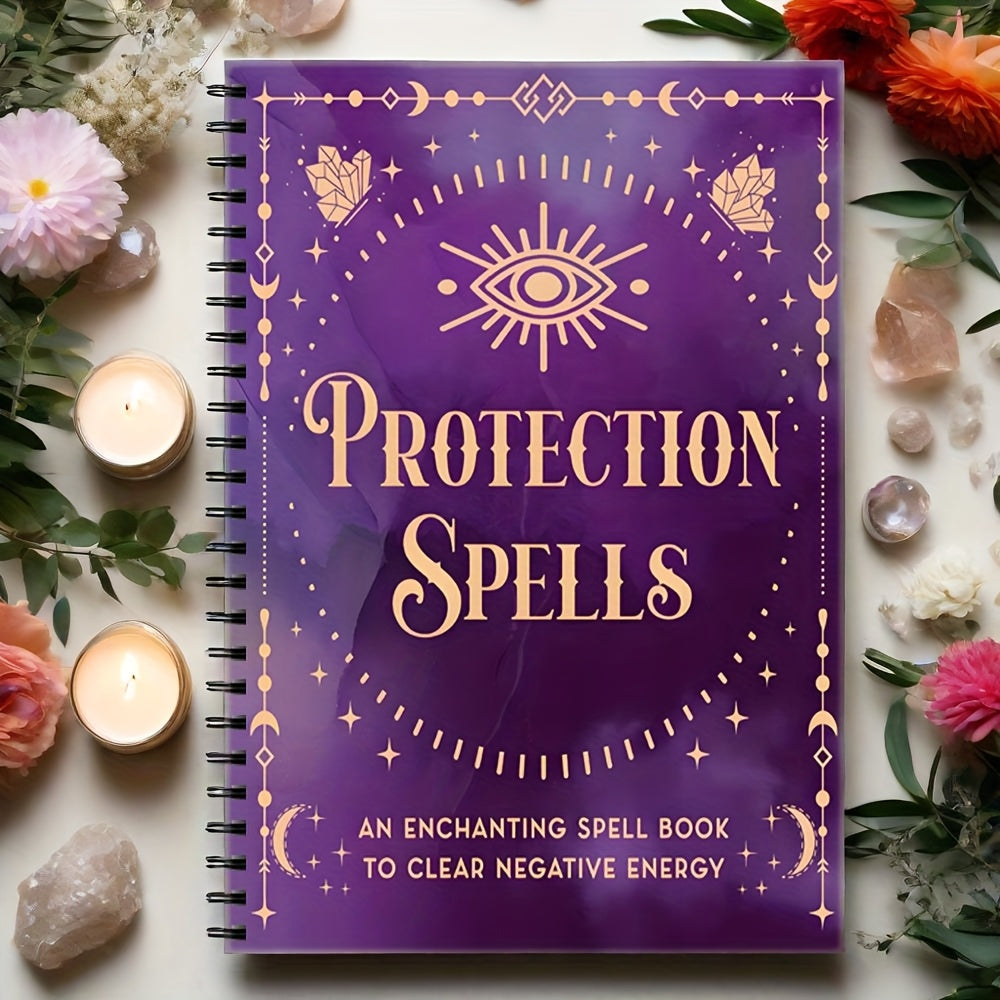112 Pages English Language Black Magic Handbook with Ritual Oil Recipe and Spell Book, Clearing Negative Energies, Designed for Witch and Pagan Practices, Spiritual Growth Book using Pinecones, Crystals, English coil book