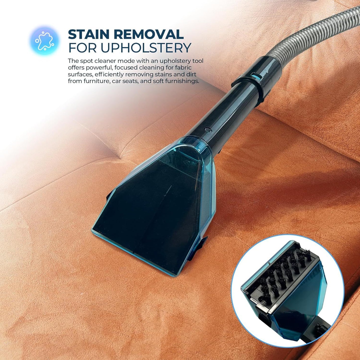 Deep Cleaning Upholstery & Carpet Cleaner Machine | Carpet Washer with Clean & Dirty Water Tank | Portable Powerful 500W Motor | Includes Carpet Brush, Glass Brush & Crevice Nozzle | Home & Car Carpet Cleaning Appliance | Sta