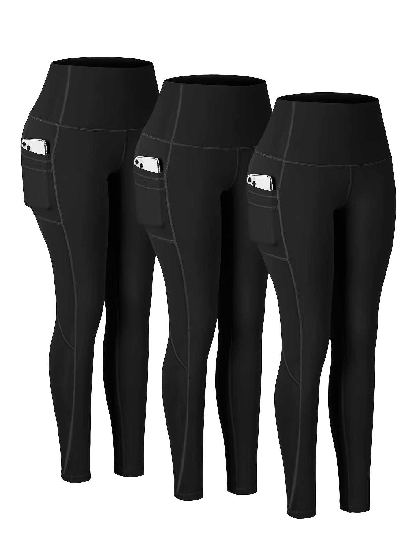 For Big Girls L-5XL UK(16-26) Plus Size Curvy Women's High-Waisted Yoga Pants - Non-Bulky Workout Leggings with Tummy Control, All-Season Stretchy Fitness Pants for Running, Gym, Yoga, Casual - Non-Slip Grip, Side Pockets - B