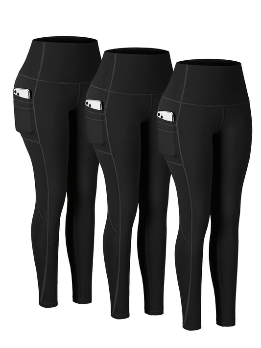 For Big Girls L-5XL UK(16-26) Plus Size Curvy Women's High-Waisted Yoga Pants - Non-Bulky Workout Leggings with Tummy Control, All-Season Stretchy Fitness Pants for Running, Gym, Yoga, Casual - Non-Slip Grip, Side Pockets - B
