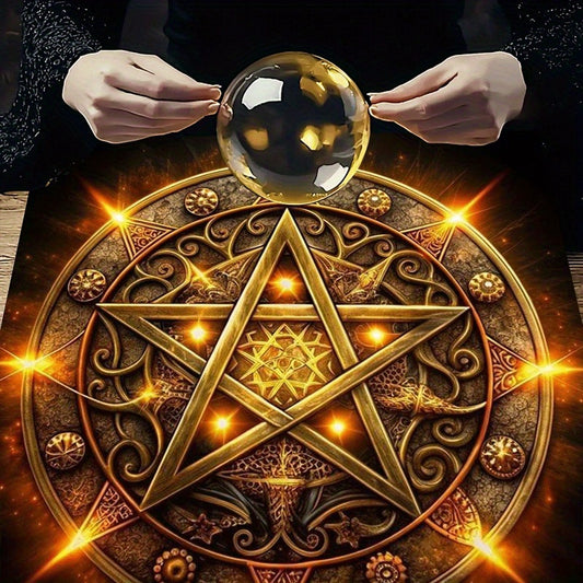 120 x 120cm Adults Mystic Five-Pointed Tarot Tablecloth/Altar Cloth Suitable for Divination, Tarot Readings, Magic & Party Decor - Occult Decorative Covering with Pattern, Fabric for Tarot Games & Events