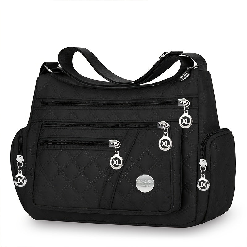 Kangaroo Unisex Square Crossbody Bag - Large Capacity Oxford Shoulder Bag with Adjustable Strap, Golden-Tone Hardware & Zipper Closure