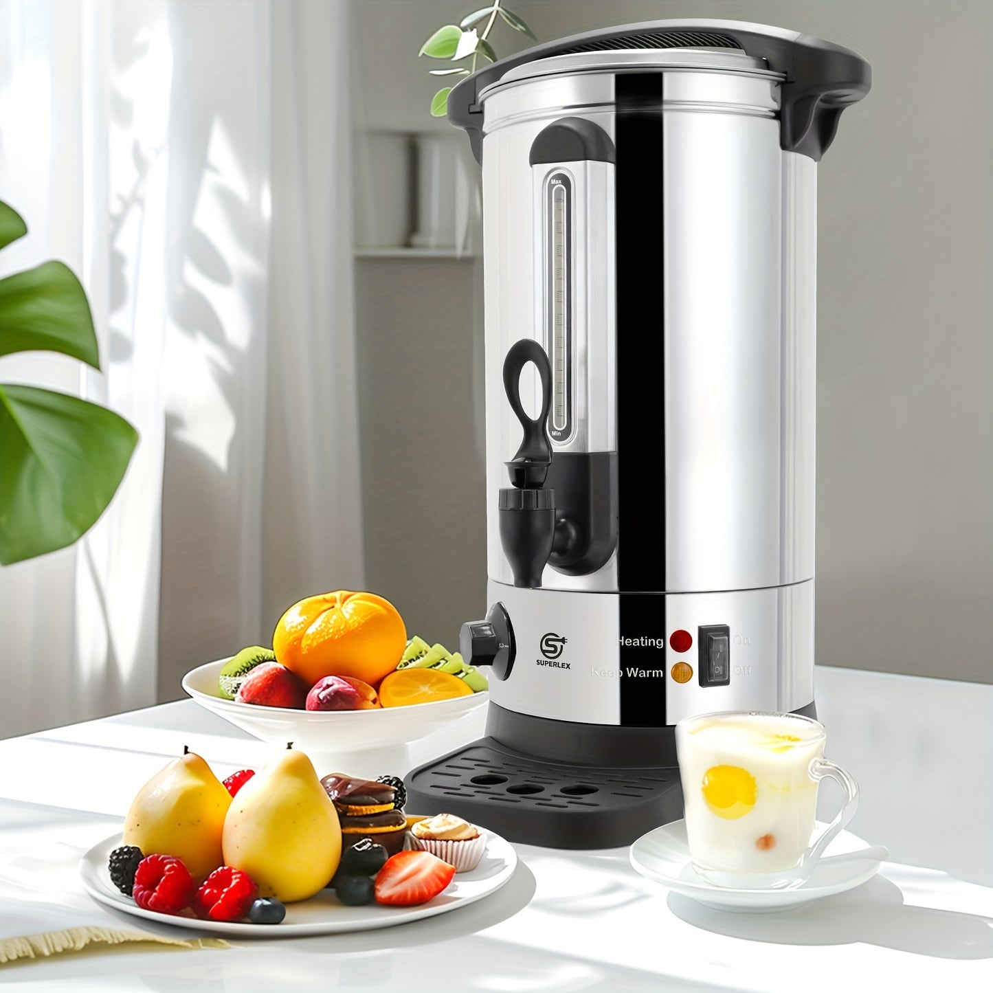 10L 25cm x 50cm Water Boiler Electric Catering Urn 10L with Thermostat Control, 1500W Hot Water Boiler Tea, Electric Kettle, Home Commercial Office Use with Keep Warm Water