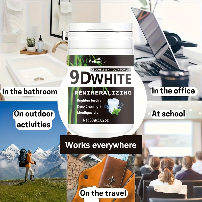 9D White Bamboo Charcoal Mint Tooth Powder | Teeth, Deep Cleaning, Natural, Fresh Breath, Ideal for Oral Health & Gift for Women Men, Breath Freshener, Toothpaste, Daily Life