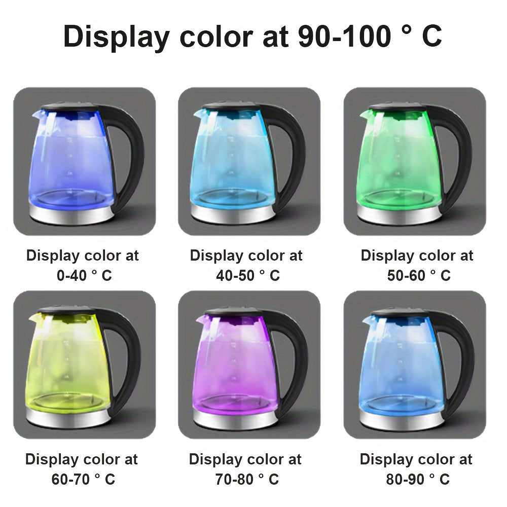 1.8L Smart Temperature Control Glass Electric Kettle with LED Lighting, Fast Boil, Swivel Base, 7 Color Modes, Black, UK Plug, 2200W High Power, Anti-Dry Burning, Leak/Short Circuit Protection, Adjustable Temperature Kettle |