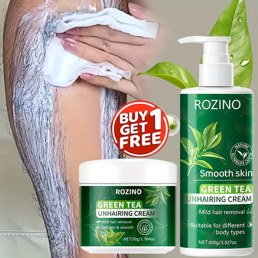 2 PCS Set Purchase One Get One Free Green Tea Summer Powerful Is Mild And Non-Irritating, Effectively Removes Hair, Quick 5-Minute Hair Removal, Ideal for Face, Lips, Underarms, Legs, Arms, And Bikini Areas, Suitable for Both