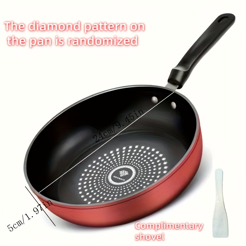 24cm Cast Iron Skillet Nonstick Fry Pan, Induction Compatible, Lightweight Smokeless Frying Pan for Gas & Smooth Surface Stovetops, for Steak, Pancakes, Breakfast Cooking Kitchen Accessories
