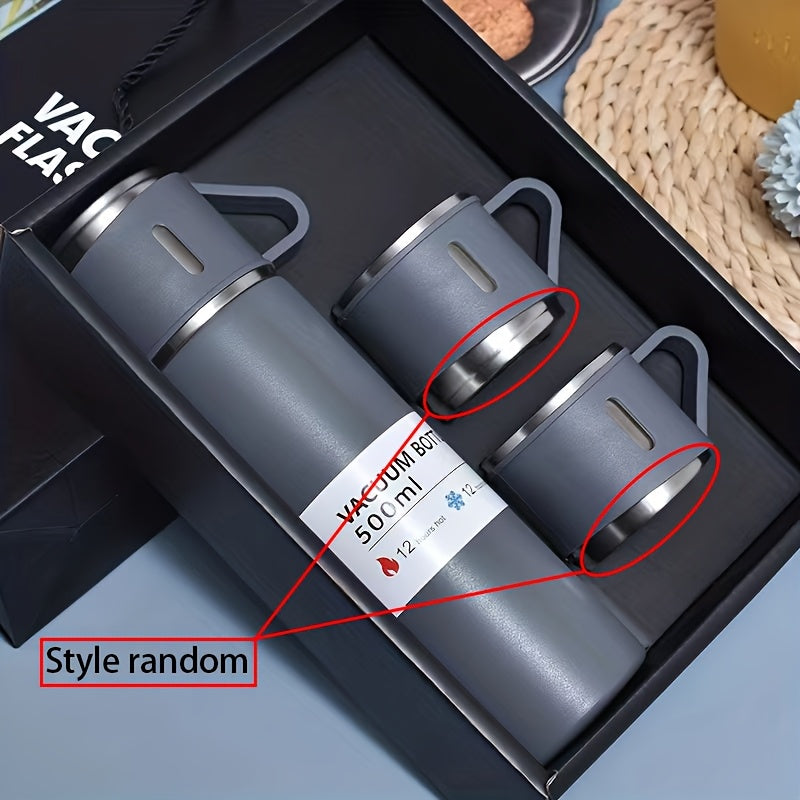 1 Set Thermal Mug 500ml/16.9oz Stainless Steel Insulated Cup with Lid - Portable Flask for Hot/Cold Drinks, Camping, Travel, & Tea, Sweat-Free Temperature Retention, Durable Outdoor Water Bottle