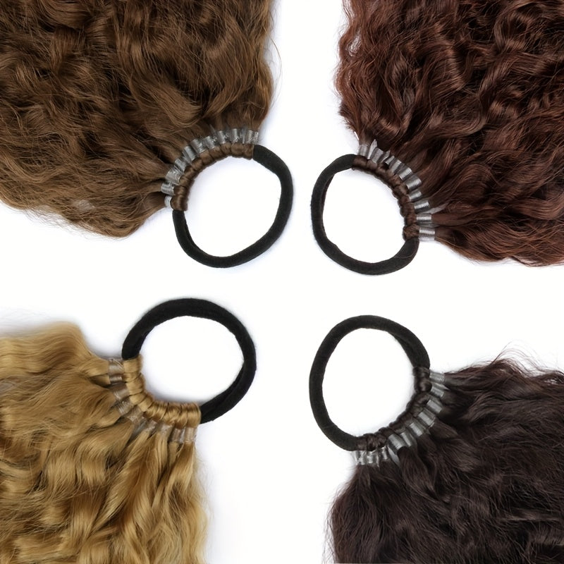 Women' Kinky Curly Long Ponytail Hair Extension - Volumizing Synthetic Fluffy Hairpiece with Elastic Band for Secure Fit, Volume & Curly Length for Parties, Weddings, Photo Shoots, Daily Use - Volume-Boosting Ponytail Add- fo