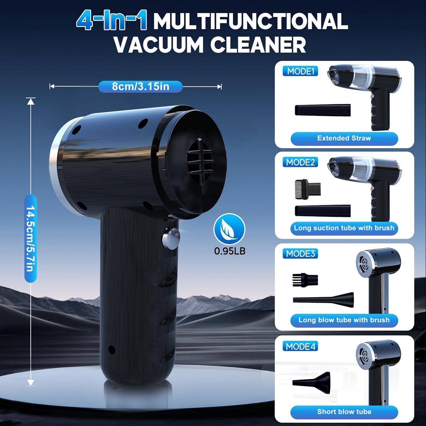 NEW Arrivals Car Vacuum 15000Pa Powerful Suction Handheld Portable with Fast Charging, - Cord-Free Operation, Quiet 80dB, Flat Suction Head & Crevice for Car,, Pet Hair Removal, Car Interior Cleaning ( Charging