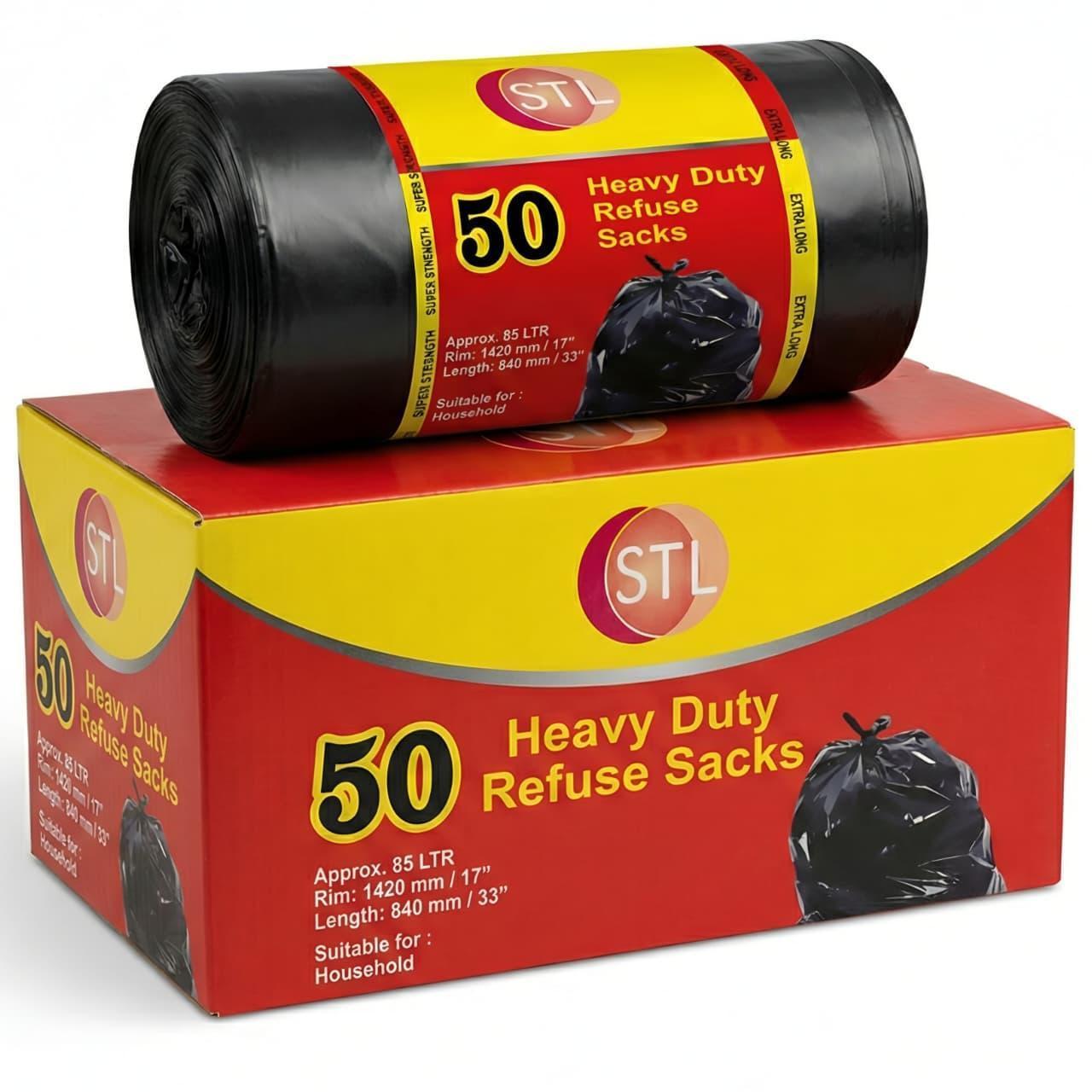 100 PCS Set Extra Strong Heavy Duty Black Bin Liners Rubbish Bags Waste Refuse Garbage Sacs Home Office Cleaning Accessories