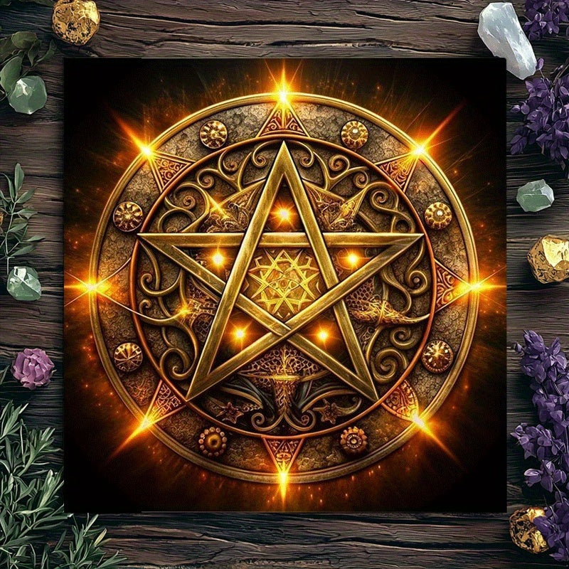 120 x 120cm Adults Mystic Five-Pointed Tarot Tablecloth/Altar Cloth Suitable for Divination, Tarot Readings, Magic & Party Decor - Occult Decorative Covering with Pattern, Fabric for Tarot Games & Events