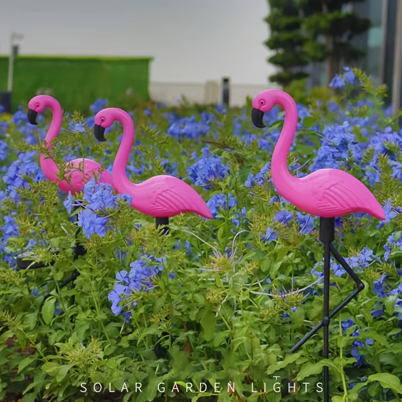 3 PCS Set Solar Flamingo Lights Solar Garden Lights Outdoor Decoration, Flamingo Garden Decoration, Birthday Christmas New Home Gift, for Patio Lawn Walkway Channel