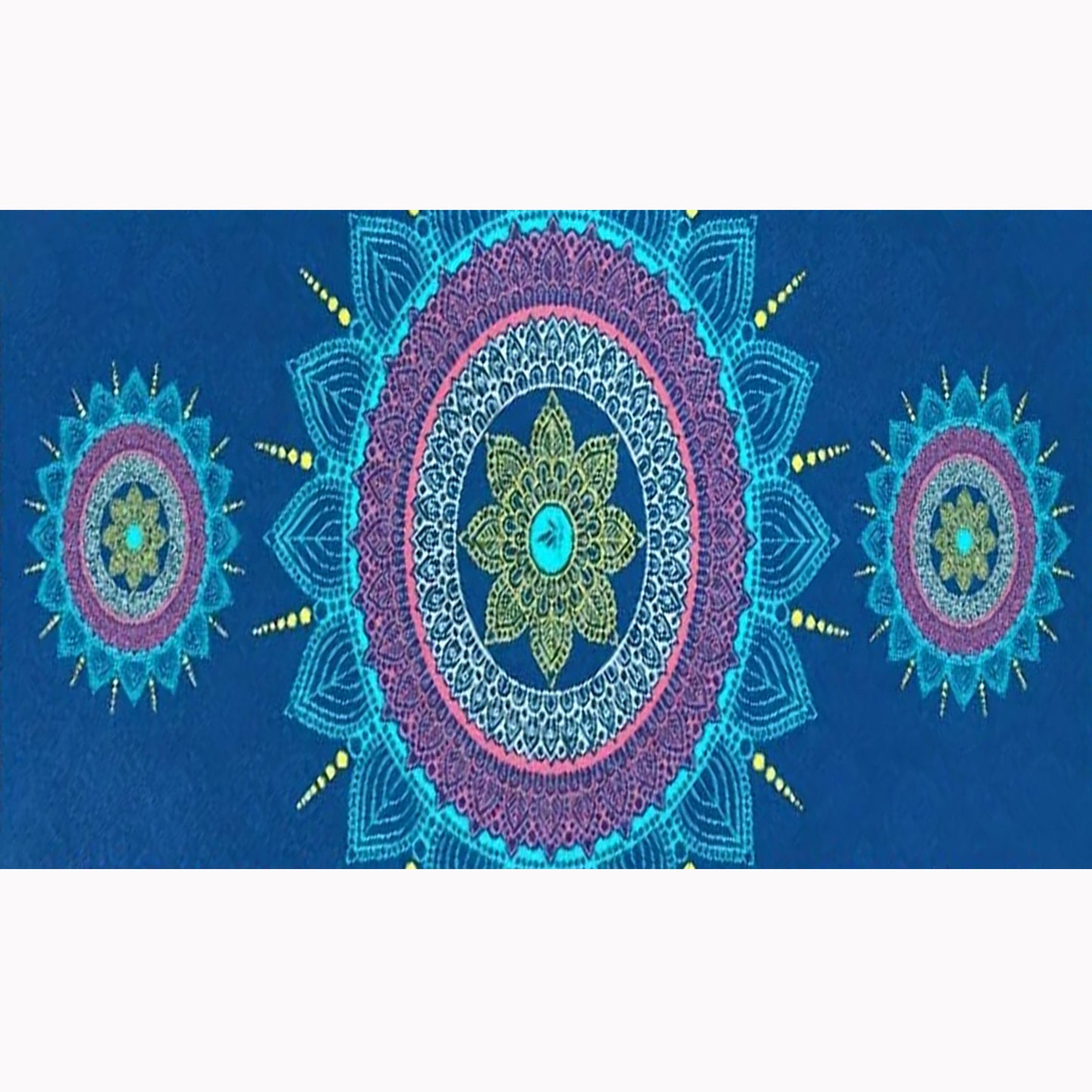 For Yoga Studio Home Gym Blue Mandala Yoga Mat & Exercise Mat - TurquoiseTurquoise Green Pink Golden Indian Boho Design, Non-Slip Rectangular Mat Meditation Soft Cushioned Fiber (Machine Washable)
