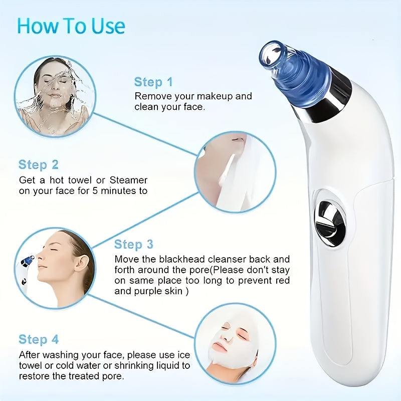 4-in-1 Set Electronic Multifunctional Portable Electric Exfoliator, Facial Pore Acne Cleansing Device for Gentle and Safe Exfoliation and Oil Removal, Gift for Friends, Men and Women