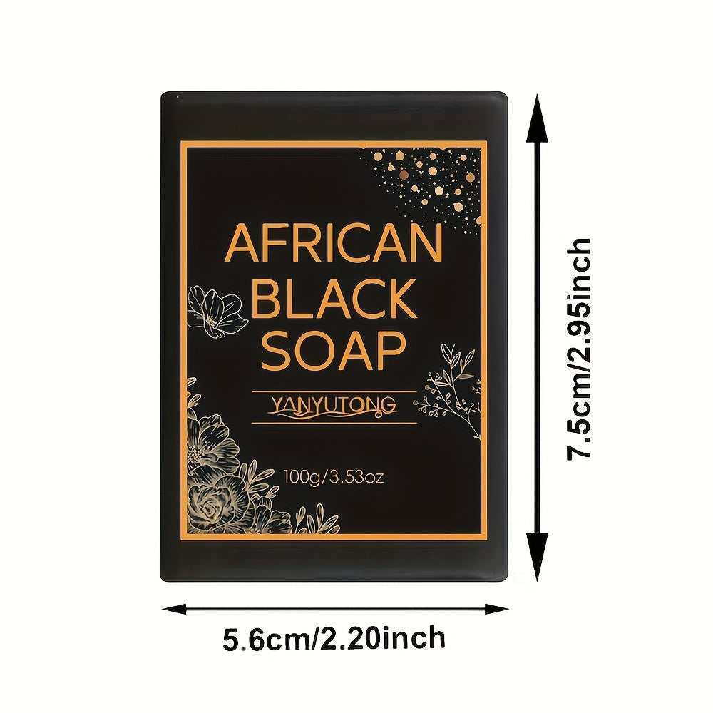 3 Bars African Black Soap with Shea Butter, Moisturizing and Non-Irritating, Handmade Soap, Cleanser, Facial Cleanser, Body Wash, Unisex, Body Wash For All Light Beige Types