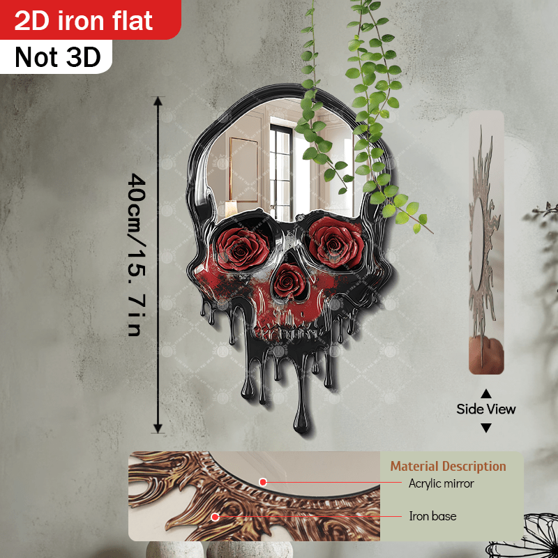 Gothic Wall Mirror with Irregular Horizontal Hanging - Black Metal Frame Retro/medieval style Mirror Suitable for Living Room, Bedroom, Bathroom - Wood Compatible Horizontal Hanging Decor Creative Holiday Gift (Gothic Style)