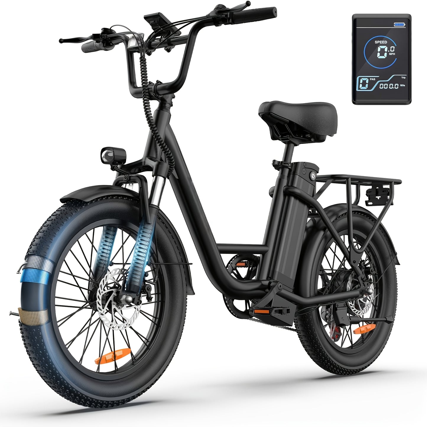 E20 Pro All-Season Electric Bike - 50.8cm Tires for Snow/Sand/Urban | 48V 13Ah Extended Range Battery | 250W High-Efficiency Motor | Colorful LCD Display | Adventure-Ready Design | High-strength Frame