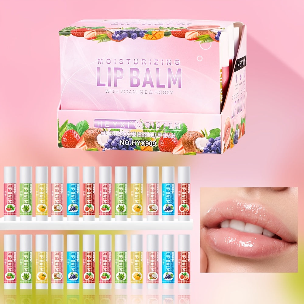 24pcs Set Fruit-Flavored Lip Balm Set - Hydrating & Moisturizing, Tinted Lip Care for All Skin Types, Berry Shades Women Personal Care Supplies