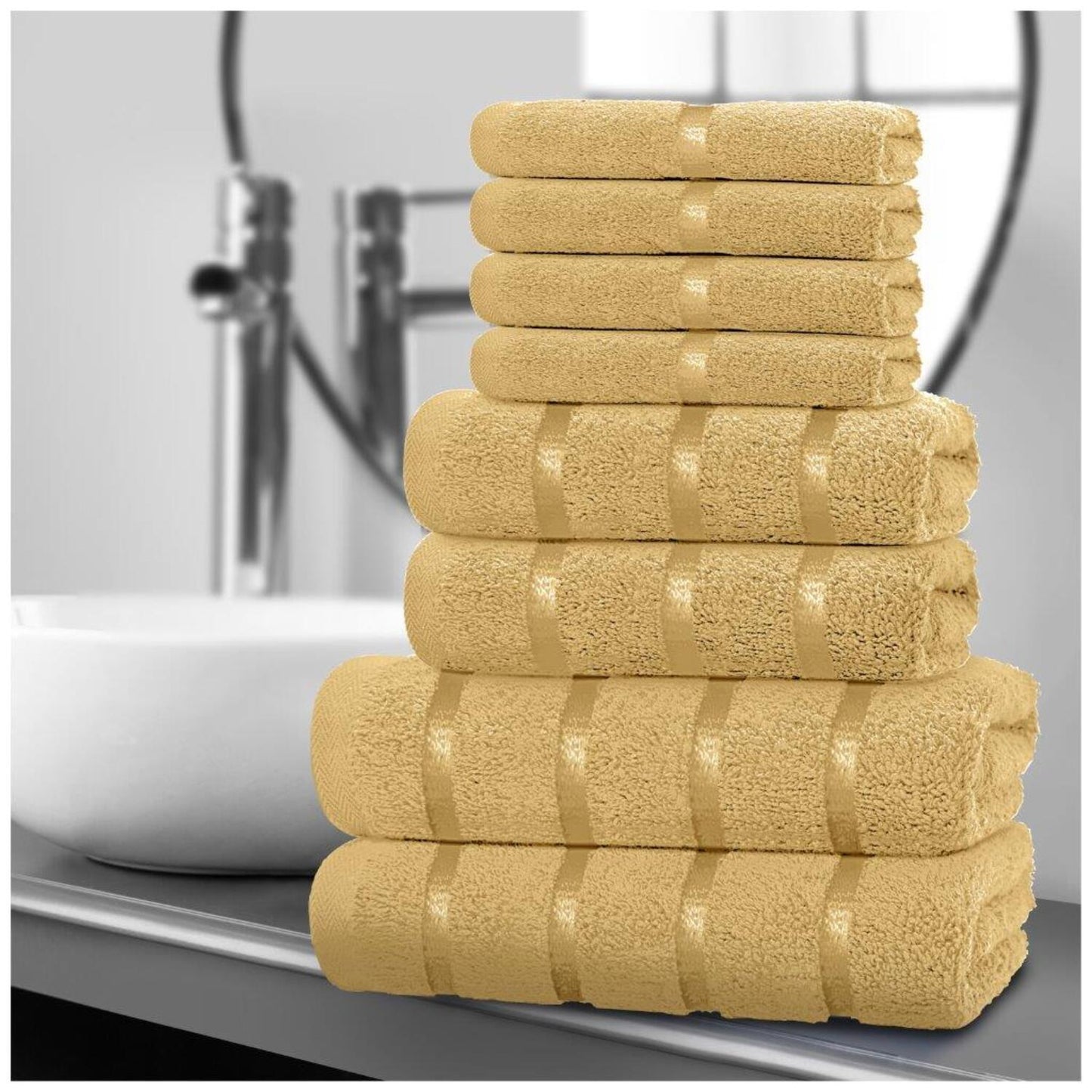 8pcs Egyptian Luxury Cotton Towel Set | Quick-Drying & Highly Absorbent | Includes 4 Face, 2 Hand, 2 Bath Towels | Sophisticated Boston Design | 15 Elegant Colors | Machine Washable