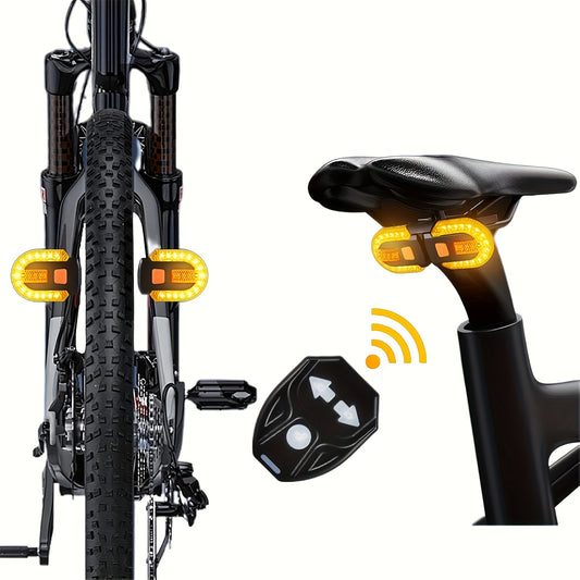 Bicycle Turn Signal, Bright Bicycle Tail Light, Wireless Remote Control Bicycle Tail Light, USB Rechargeable LED Mountain Bike Flashlight, Suitable for Bicycles and Scooters, Scooter Indicator Light, Road Visibility Aid, USB