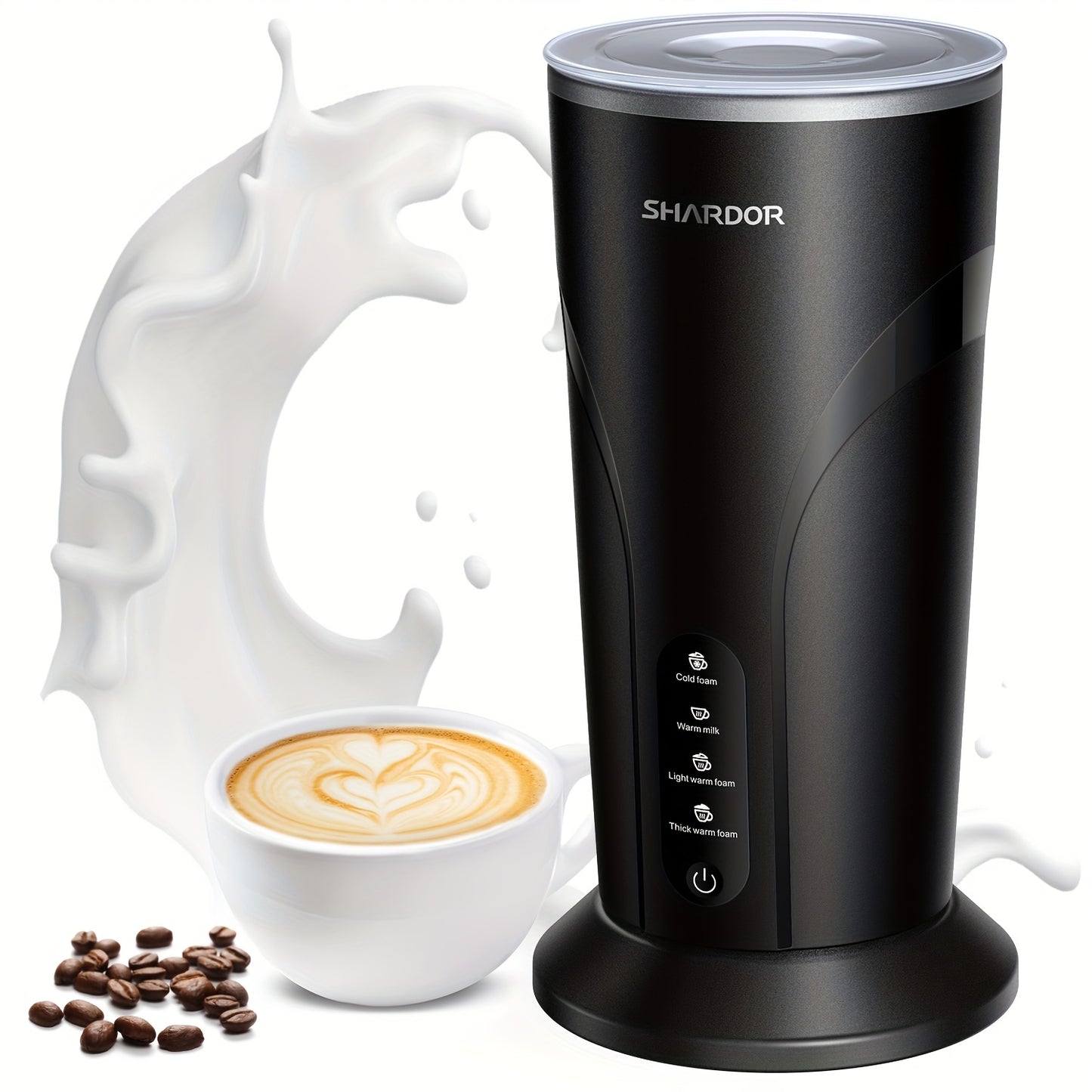 Milk Frother Electric And Steamer with Warm Function, 4in 1 Automatic Milk Warmer Heater, Hot And Cold Foam Maker for Coffee Latte Cappuccino, Hot Chocolate, 300ml, Cappuccino Maker, Latte Modern Frother, Sleek Design