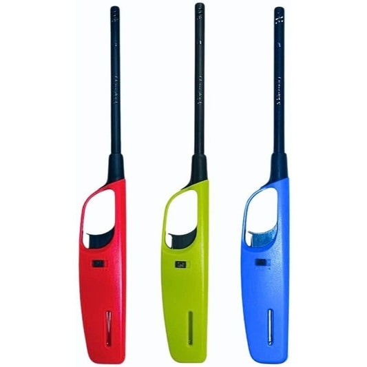 3 PCS Set  Large Refillable BBQ Gas Lighters, Safety Flame, Random Colors, Suitable for Kitchen, Barbecue, Candles, Camping, Cooking, BBQs & Fireworks