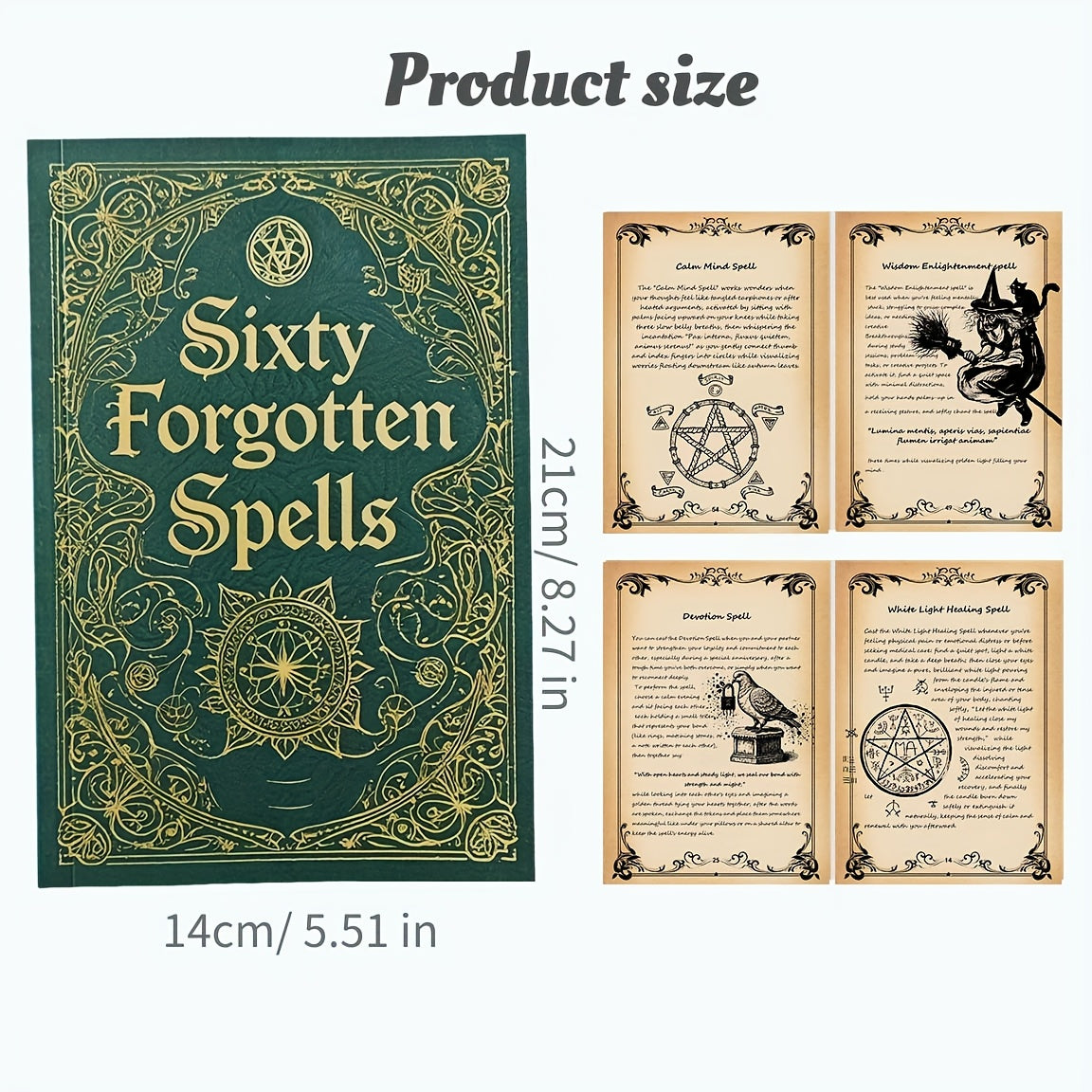 NEW 60 Pages Forgotten Spells Clipbook, Paper Album for Party Games and Activities, Witch Spell Book, Magical Prop, Novelty Magic Toy, Tabletop Games, Olive Green, Rectangle Shape