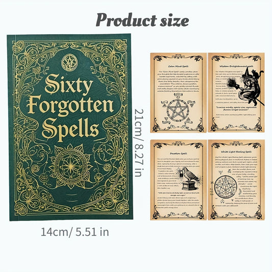 NEW 60 Pages Forgotten Spells Clipbook, Paper Album for Party Games and Activities, Witch Spell Book, Magical Prop, Novelty Magic Toy, Tabletop Games, Olive Green, Rectangle Shape