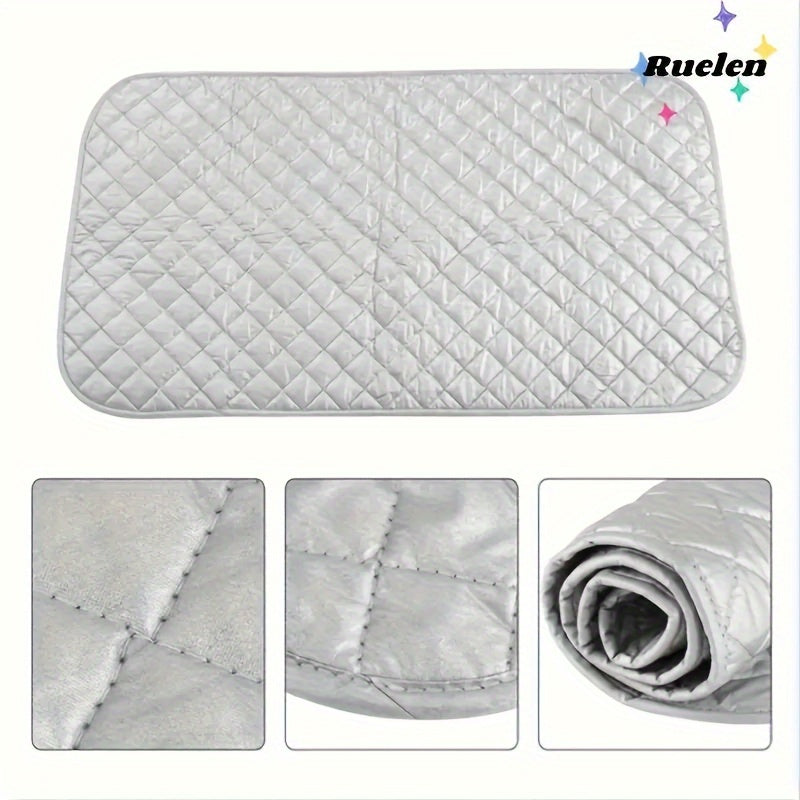 A Thick Silver-Coated Heat Insulation Pad for Ironing, a Replacement Ironing Board with a Metal Plate, a Round Heat-Resistant Pad for a Dryer, a Portable Gray Ironing Mat, And a Tabletop Ironing Mat for Travel Hotels And Dorm