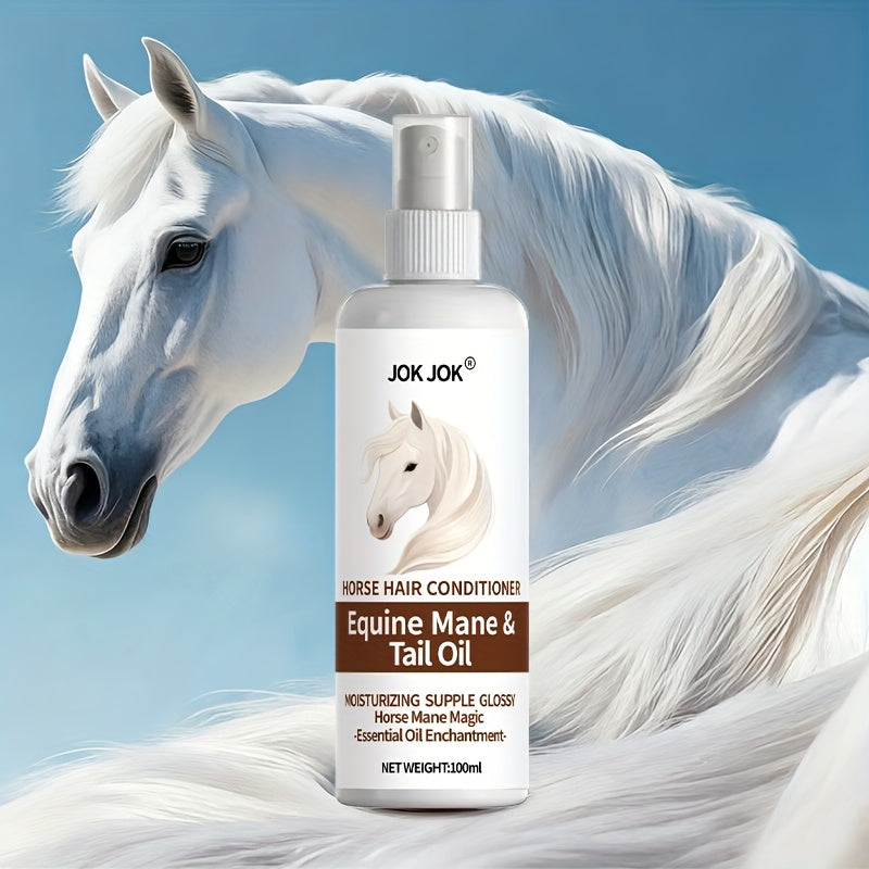 Equine Grooming Oil - Instant Knot Release & -Smooth Mane Conditioner, Plant-Based Horse Hair Oil for All Breeds & Foals, Shine & Detangling Spray for Braids, Buns, Show & Everyday Care