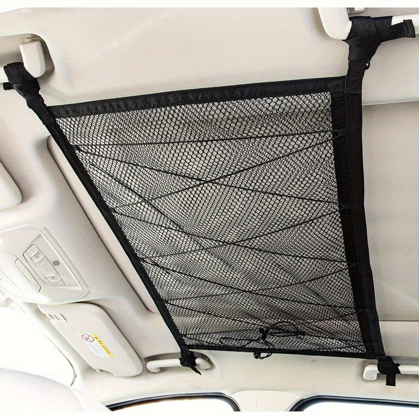 Adjustable Double-Layer Mesh Roof Storage Bag - Suitable for Suvs, Camping, And Trucks, Made of Durable Polyester Material, Featuring Secure Fastening Straps, Car Canopy Organizer