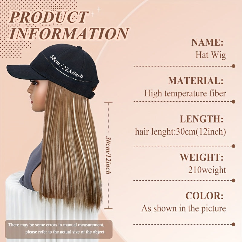 Long Straight Black Synthetic Hair Wig with Bangs - Natural-Looking Baseball Cap Hair Extension for Women, Easy to Style & Maintain, All-in-One Design for Versatile Looks, Hair Wigs, Versatile Hairpiece, Comfortable Fit Cap