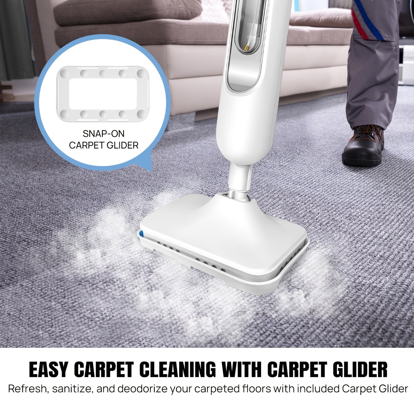 Steam Mop 1500W Electric Floor Cleaner Hot Steam Cleaner Handheld Multipurpose Handheld Cleaning Machines Convenient Detachable for Cleaning Laminate Hardwood Marble Tile Floor Carpet