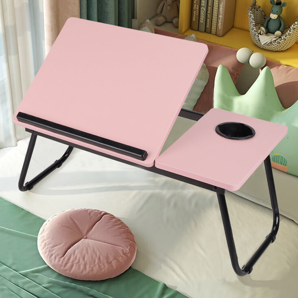 Laptop Desk Laptop Bed Table with Foldable Legs and Cup Slot, Reading Holder Notebook Stand with Adjustable Height Angle, Laptop Bed Tray for Bed Sofa Breakfast Work Study Reading