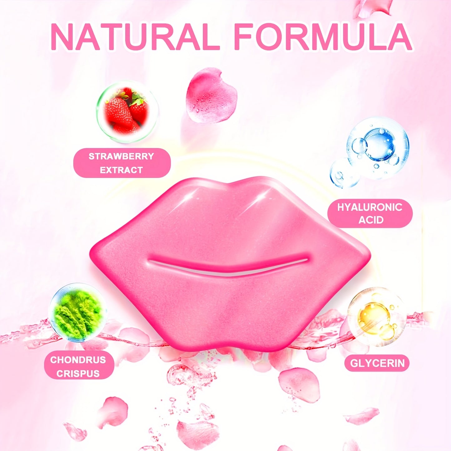 40 PCS Set of Collagen Pink Lip Mask, Providing Long-lasting Nourishment, Moisturization, Overnight Lip Mask, Individually Wrapped Lip Patch, Brightening Lip Skin, Making Lip Skin Brighter and More Delicate, Suitable for All