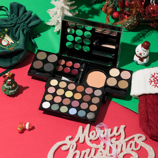 42 PCS Set Travel Pack Exquisite Multi-layer Foldable Makeup Set, Rich Color High Shine Matte Finish Lipstick, Eye Shadow, Blush, Highlight, Eyeliner, Etc., Your One-Stop Family Sharing Set, Beginners Must Have, New Year/Vale