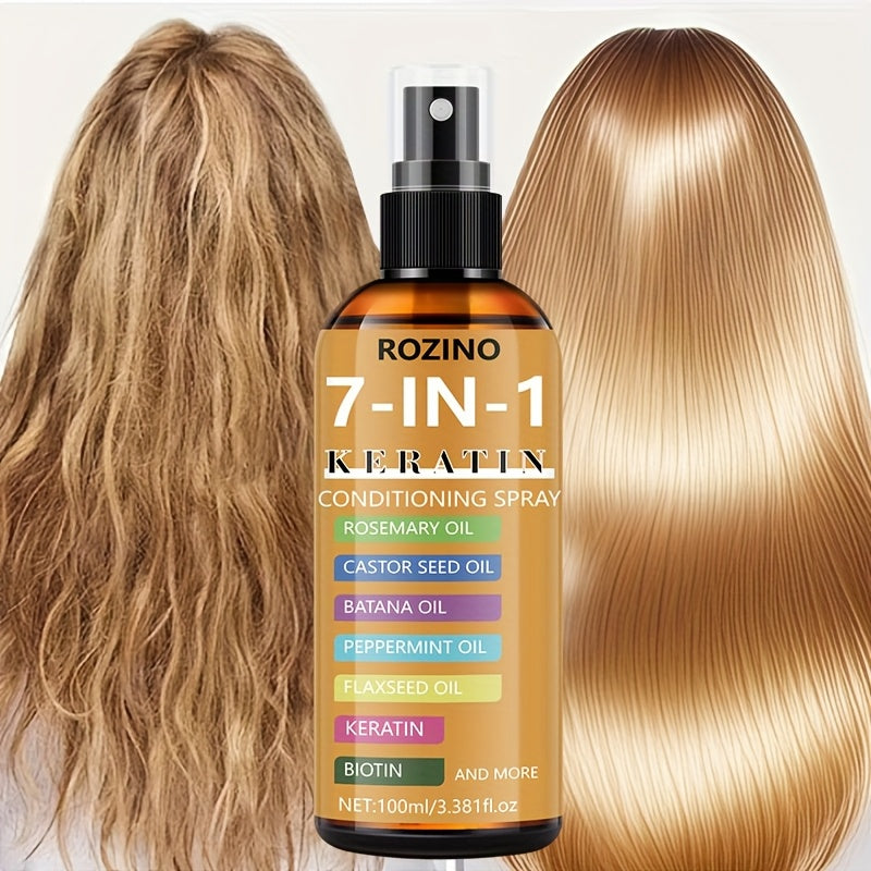 [Instant Hair-Smoothing Leave-in Shampoo Spray] 7-in-1 Keratin Care and Styling Spray, natural pure plant oil. It is smooth and shiny immediately upon spraying. Relieve dryness, tangling, cracking and split ends hair quality