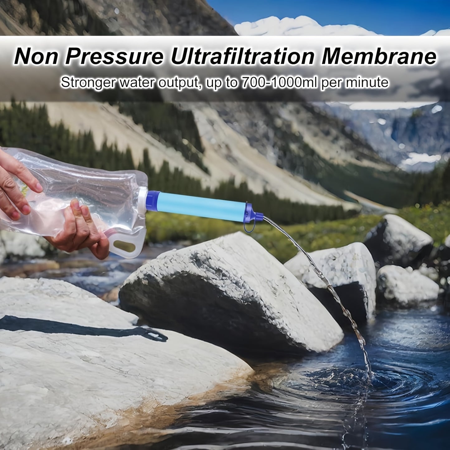 7 in 1 Set Emergency Survival Portable Water Filtration Cleanser Straws for Emergency Situations, a Set Designed for Outdoor Activities Mountain Trip Kayak Camping, Hiking, Traveling, And Biking Health Care Supplies