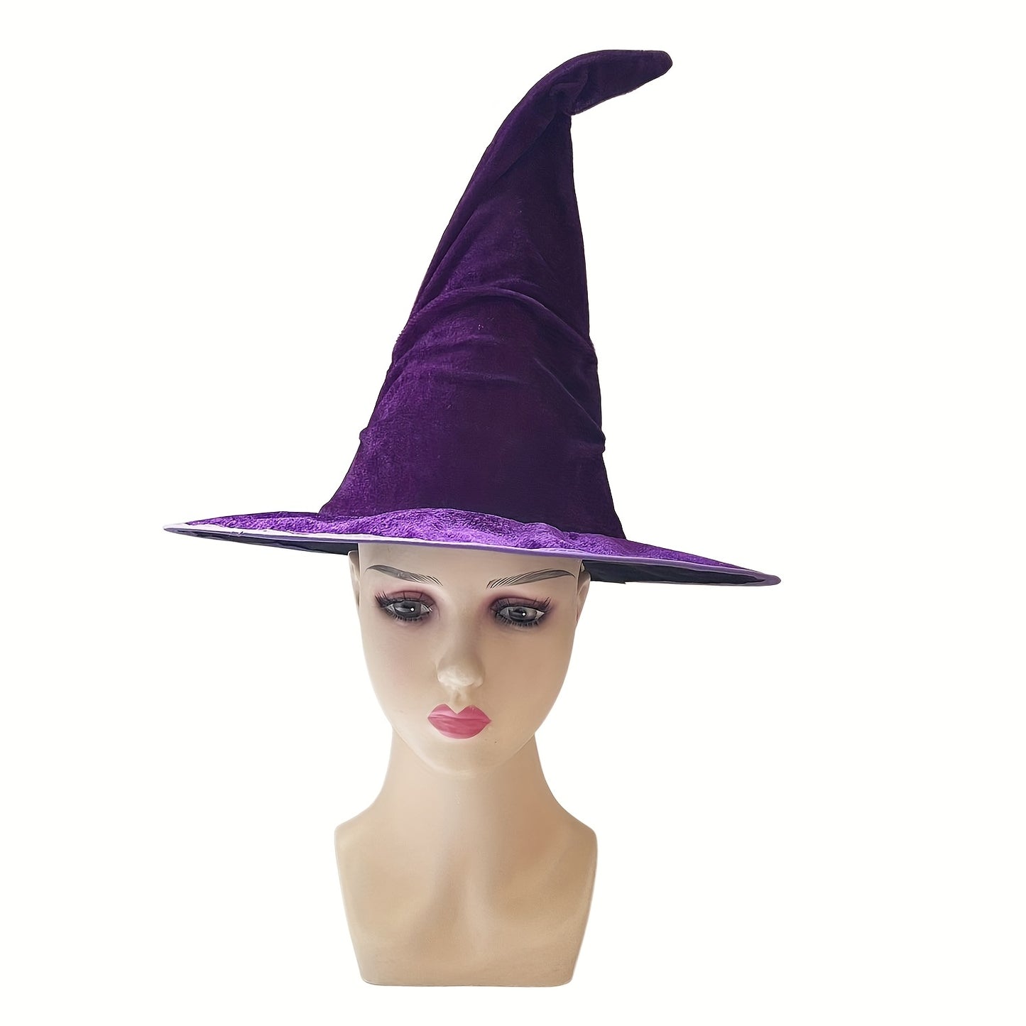 Witch Velvet Hat Halloween Party Hat Mystery Black/Purple Witch Hat Carnival Wizard Hat Hair Accessory Family Gathering Birthday Party Hat Black Wizard Costume Accessories Event & Party Supplies