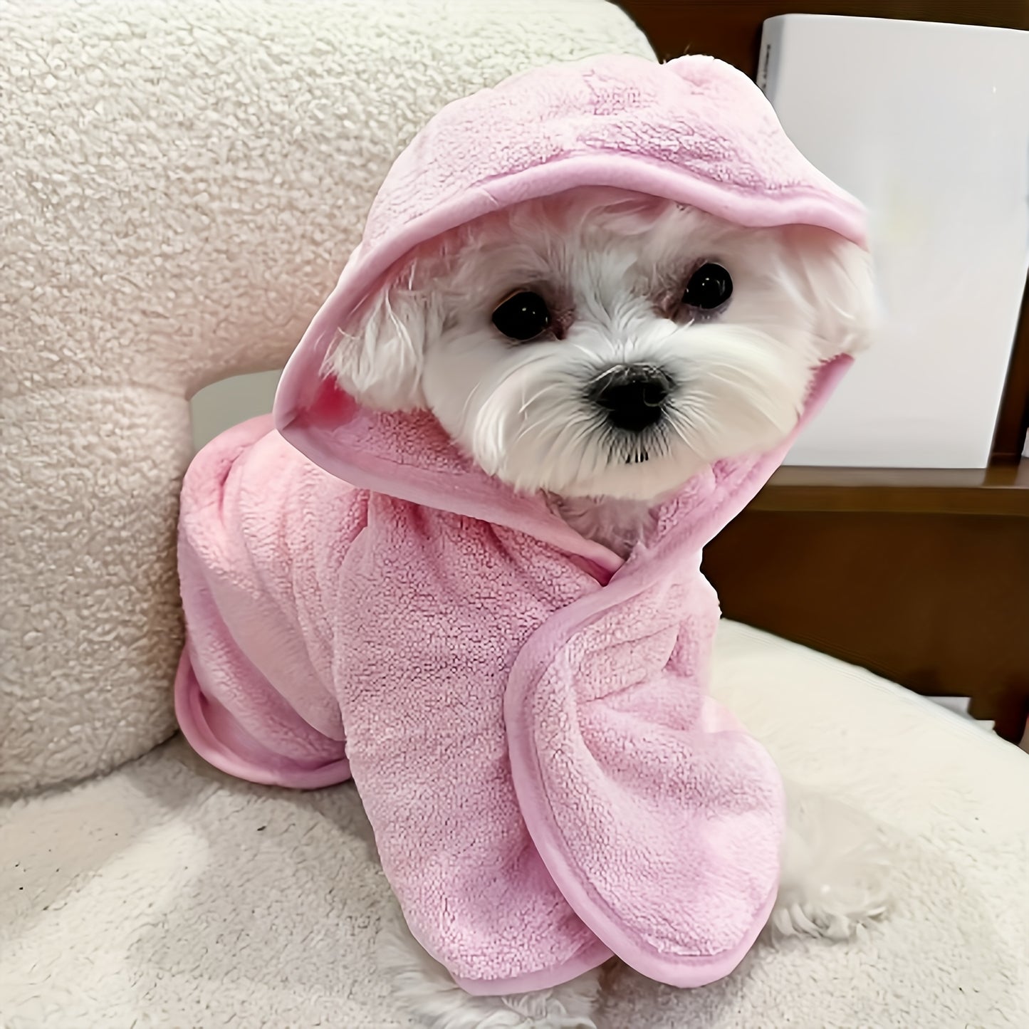 7 Colors Ultra-Soft Quick-Dry Pet Bathrobe for Small & Medium Dogs & Cats - All-Season Lightweight Design with Safety Closure, Easy-Button Entryway, Machine Washable, Cozy Fleece-Lined for Warmth, Pet Wash-Robe, Cozy Fleece L