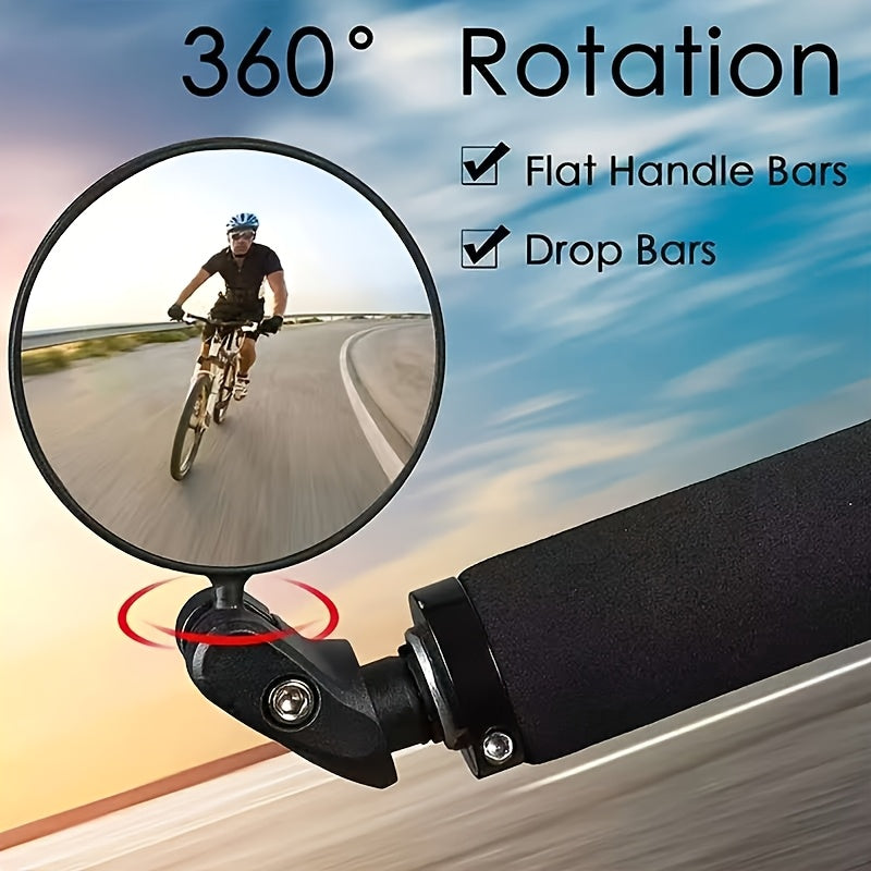 2 PCS Set 360-Degree Adjustable Mini HD Bicycle Handlebar Rearview Mirror, Clear And Portable for Wide Visibility Bicycle Parts Accessories