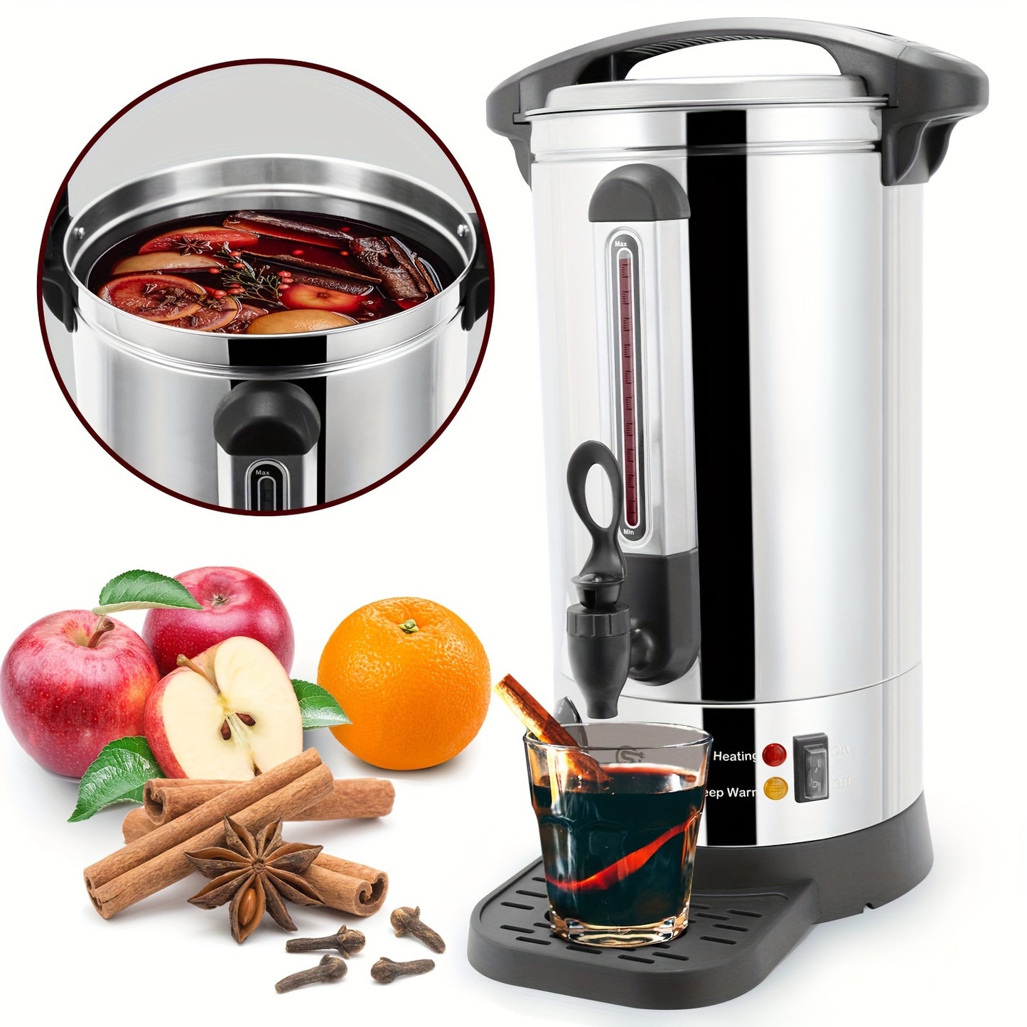 10L 25cm x 50cm Water Boiler Electric Catering Urn 10L with Thermostat Control, 1500W Hot Water Boiler Tea, Electric Kettle, Home Commercial Office Use with Keep Warm Water