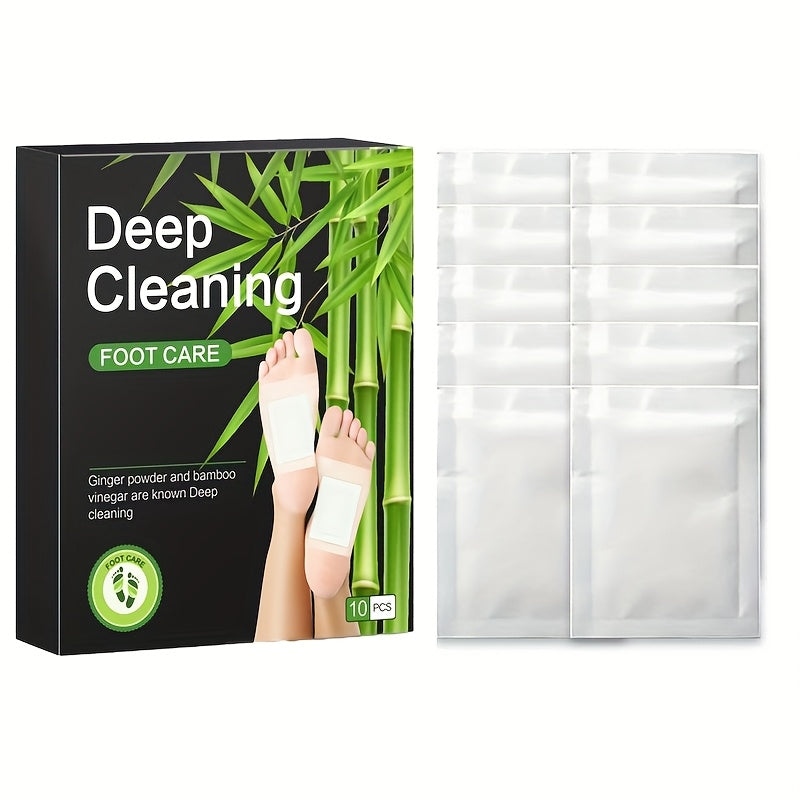 10 PCS Set Foot Patch - Natural Bamboo Vinegar & Ginger Powder, Cleansing Adhesive Pads for, Cracked Heels, Hypoallergenic. Free Gifts, Foot Care Patches, Sleek Packaging. Natural Ingredients