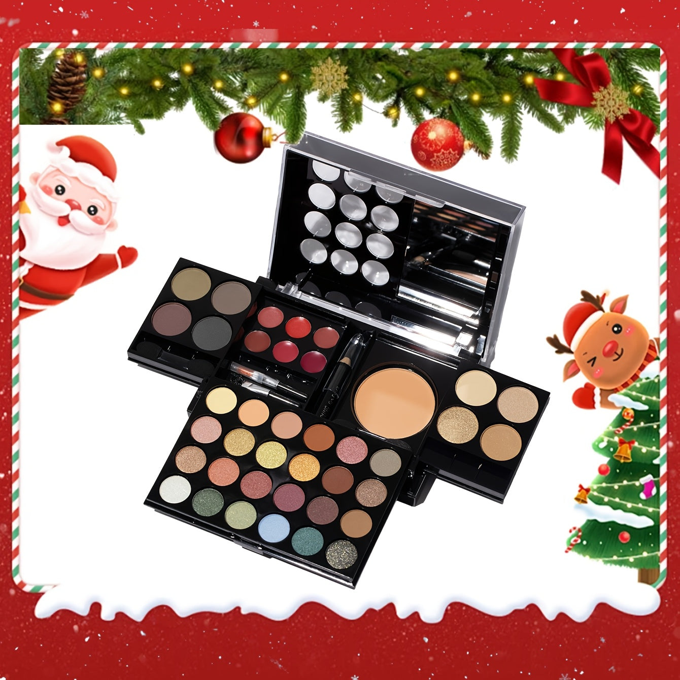 42 PCS Set Travel Pack Exquisite Multi-layer Foldable Makeup Set, Rich Color High Shine Matte Finish Lipstick, Eye Shadow, Blush, Highlight, Eyeliner, Etc., Your One-Stop Family Sharing Set, Beginners Must Have, New Year/Vale